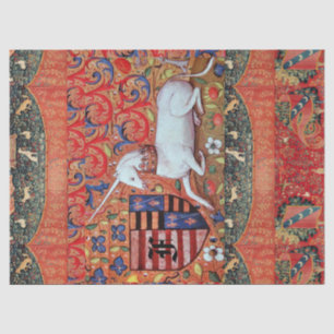 UNICORN ,MEDIEVAL FANTASY FLOWERS,FLORAL MONOGRAM TISSUE PAPER