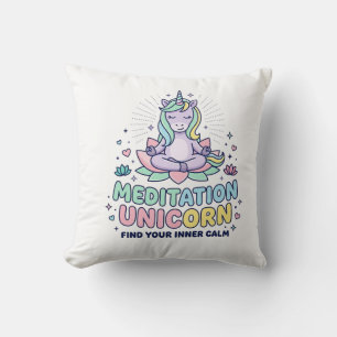 Unicorn Meditation Unicorn Bold Typography T-Shirt Throw Pillow