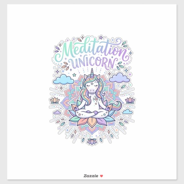 Unicorn Meditation Unicorn White Background Vector (Sheet)