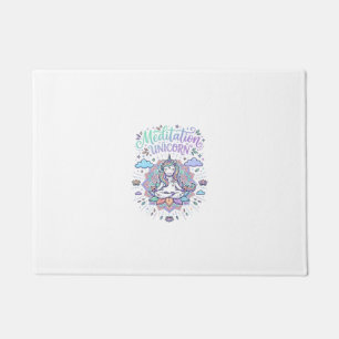 Unicorn Meditation Unicorn White Background Vector Doormat