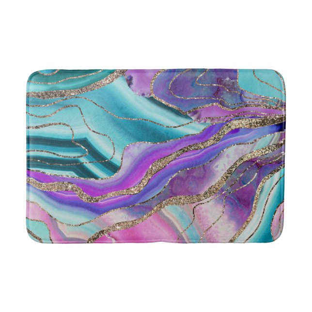 Unicorn Mermaid Agate Glitter Glam #1 #marble Bath Mat (Front)