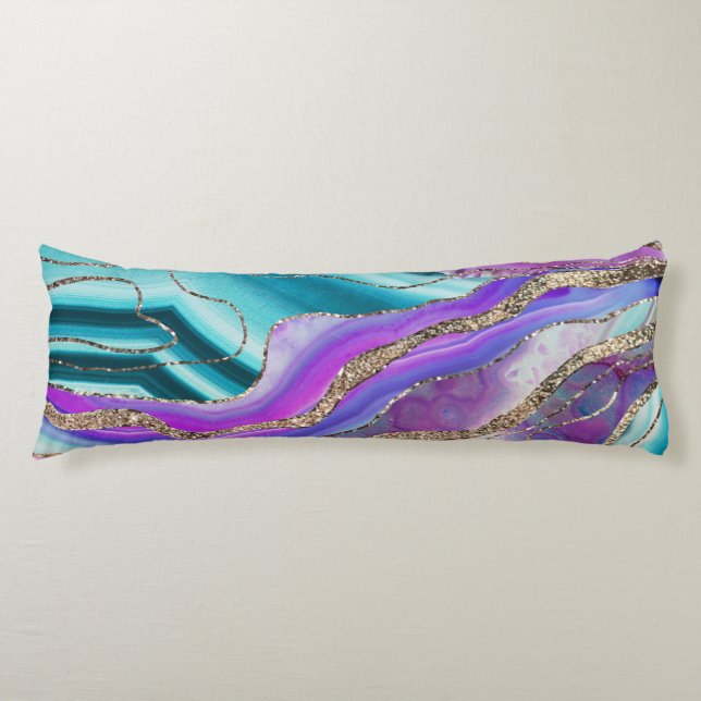 Unicorn Mermaid Agate Glitter Glam #1 #marble Body Pillow (Front)