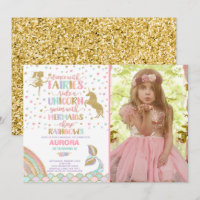 Unicorn Mermaid And Fairy Birthday Invitation