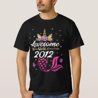 Unicorn Mermaid Birthday - Awesome Since 2012 T-Shirt