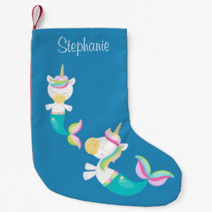 Unicorn Mermaid Cute Personalized Small Christmas Stocking