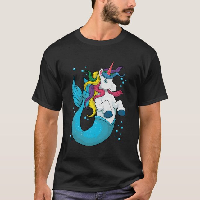 Unicorn Mermaid Mermicorn Sea Magical Rainbow T-Shirt (Front)