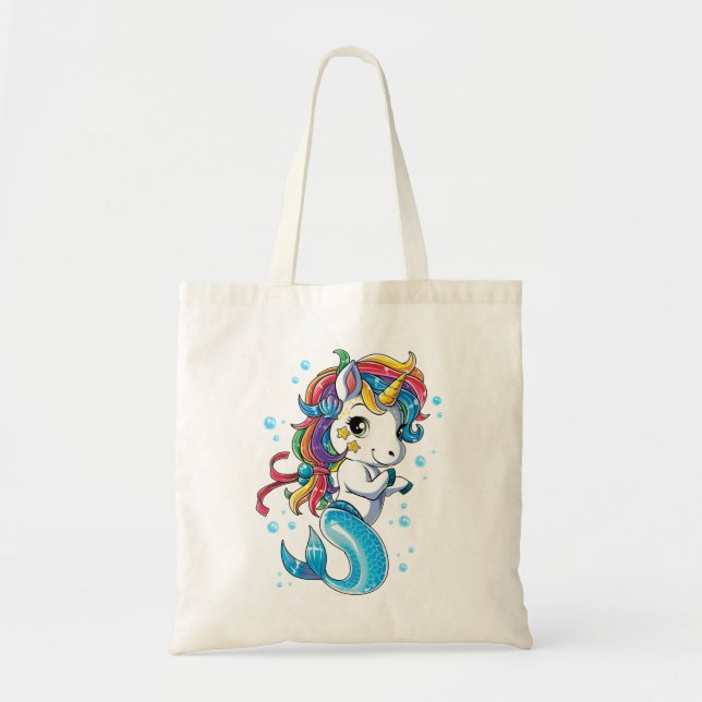 Unicorn Mermaid Mermicorn Tote Bag (Front)