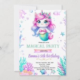 Unicorn mermaid themed invite