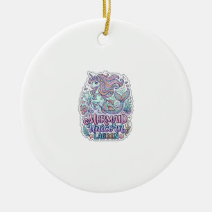 Unicorn Mermaid Unicorn Lagoon Graphic Design Zazz Ceramic Ornament