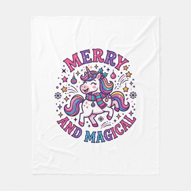 Unicorn Merry and Magical Fleece Blanket (Front)