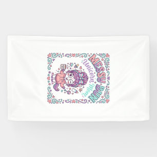 Unicorn Messy Bun Unicorn Mom Retro Style Graphic Banner