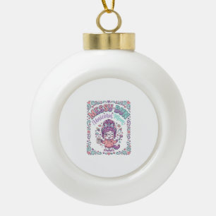Unicorn Messy Bun Unicorn Mom Retro Style Graphic  Ceramic Ball Christmas Ornament