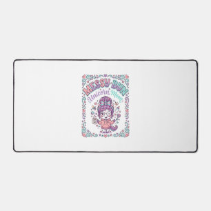 Unicorn Messy Bun Unicorn Mom Retro Style Graphic Desk Mat