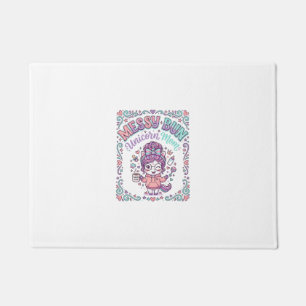 Unicorn Messy Bun Unicorn Mom Retro Style Graphic Doormat