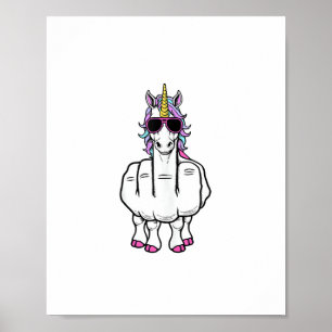 Unicorn Middle Finger Funny Magical Offensive Rude Poster