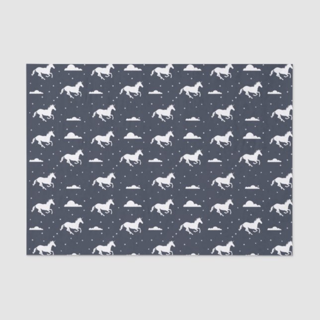 Unicorn Midnight Sky Pattern Blue Tissue Paper (Front)