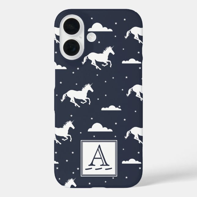 Unicorn Midnight Sky Pattern Monogram Case-Mate iPhone Case (Back)
