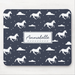 Unicorn Midnight Sky Pattern Personalised Mouse Pad