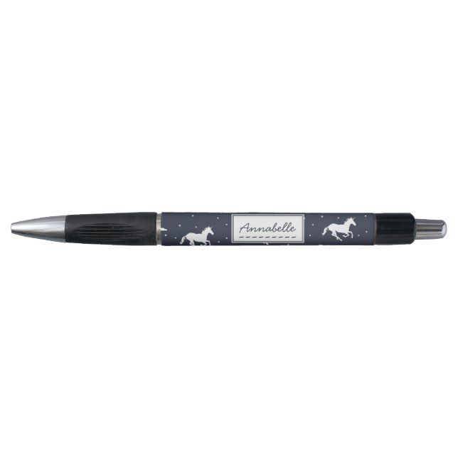 Unicorn Midnight Sky Pattern Personalised Pen (Front)