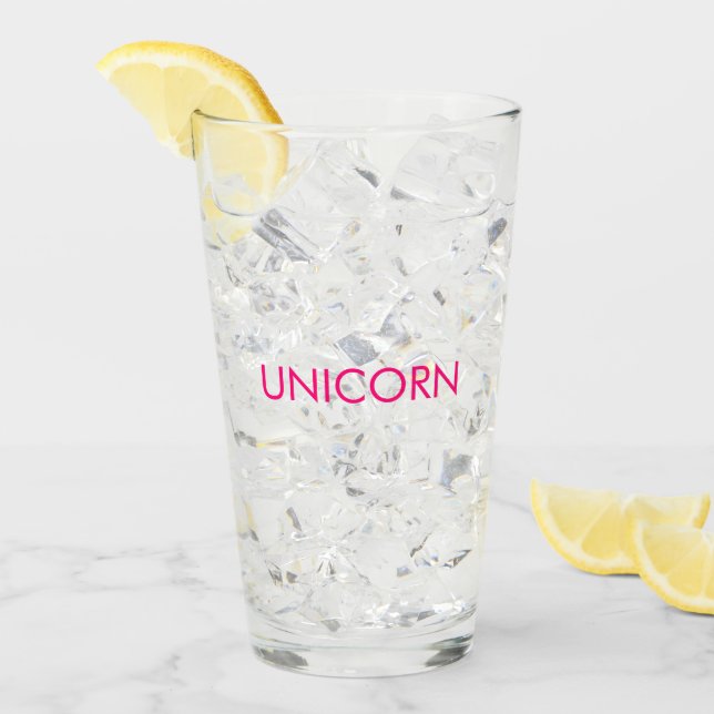 "Unicorn" minimalist hot pink fuchsia clear Glass (Front Ice)
