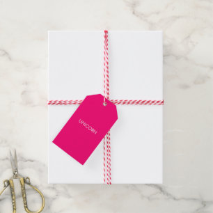 "Unicorn" minimalist hot pink fuchsia white Gift Tags