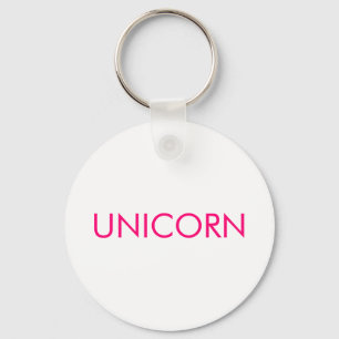 "Unicorn" minimalist hot pink fuchsia white Keychain