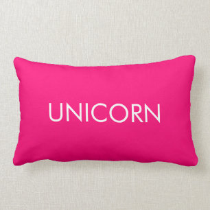 "Unicorn" minimalist hot pink fuchsia white Lumbar Pillow