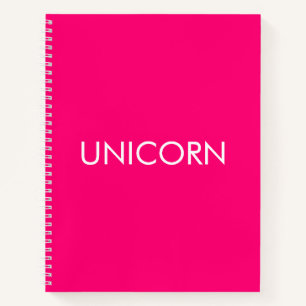 "Unicorn" minimalist hot pink fuchsia white Notebook