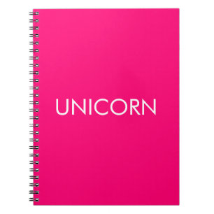"Unicorn" minimalist hot pink fuchsia white Notebook