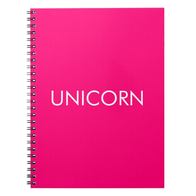 "Unicorn" minimalist hot pink fuchsia white Notebook (Front)