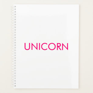 "Unicorn" minimalist hot pink fuchsia white Planner