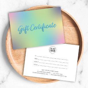 Unicorn Mix Faux Blue Glitter Gift Certificate