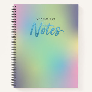 Unicorn Mix Pattern Faux Blue Glitter Notes Notebook