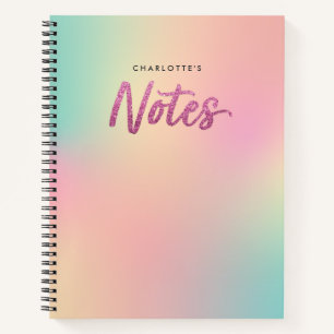Unicorn Mix Pattern Faux Pink Glitter Notes Notebook
