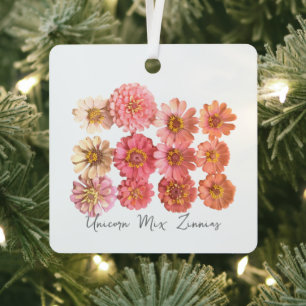 Unicorn Mix Zinnia Collage Ornement