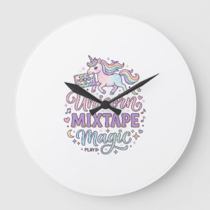 Unicorn Mixtape Magic Adorable Sticker and Shirt D Large Clock