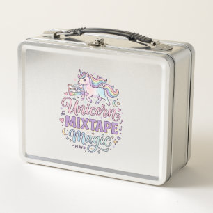 Unicorn Mixtape Magic Adorable Sticker and Shirt D Metal Lunch Box