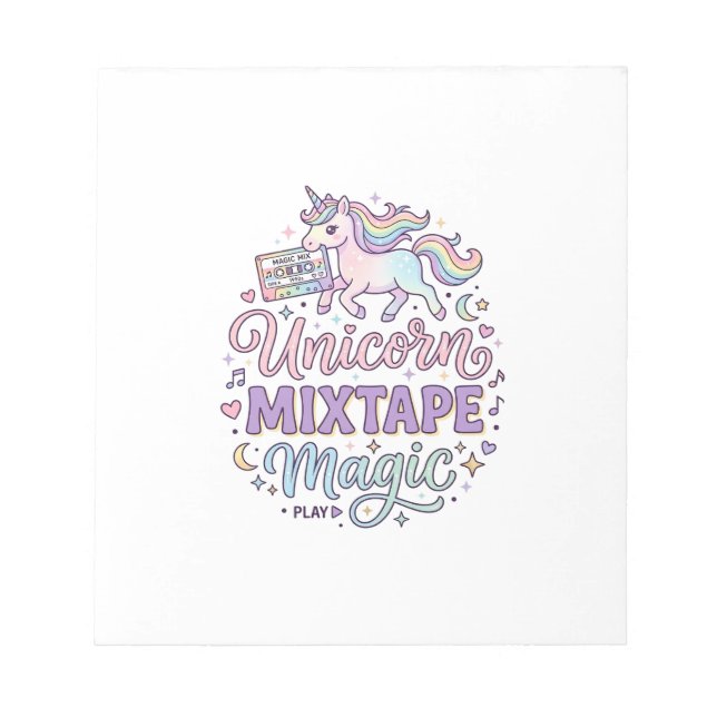 Unicorn Mixtape Magic Adorable Sticker and Shirt D Notepad (Front)