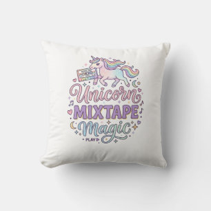 Unicorn Mixtape Magic Adorable Sticker and Shirt D Throw Pillow