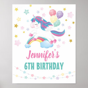Unicorn modifiable Affiche de bienvenue de fête d'