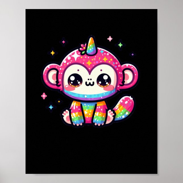 Unicorn Monkey Sticker  Poster (Front)