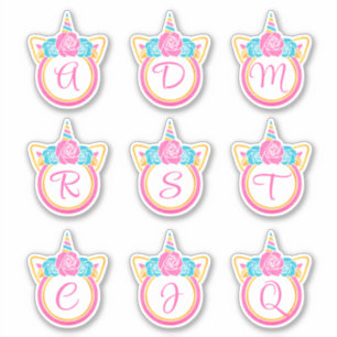 Unicorn Monogram Initial Sticker Pack