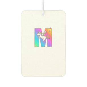Unicorn Monogram Letter M Initial Cute Girls Birth Air Freshener