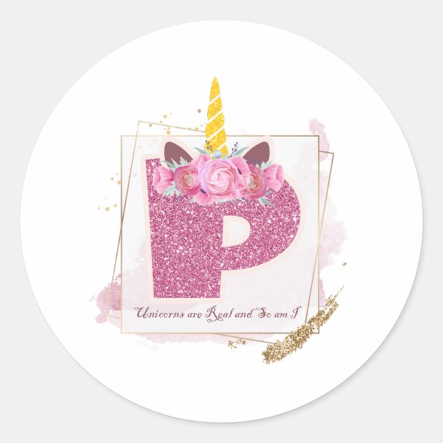 Unicorn Monogram P Custom Stickers (Front)