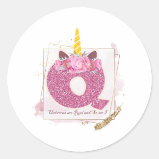 Unicorn Monogram Q Custom Stickers