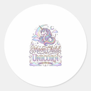 Unicorn Moon Child Unicorn Original Zazzle Design_ Classic Round Sticker
