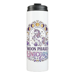 Unicorn Moon Phases Unicorn White Background Shirt Thermal Tumbler