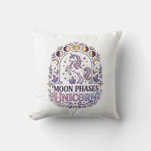 Unicorn Moon Phases Unicorn White Background Shirt Throw Pillow