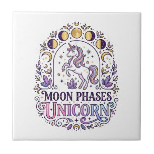 Unicorn Moon Phases Unicorn White Background Shirt Tile