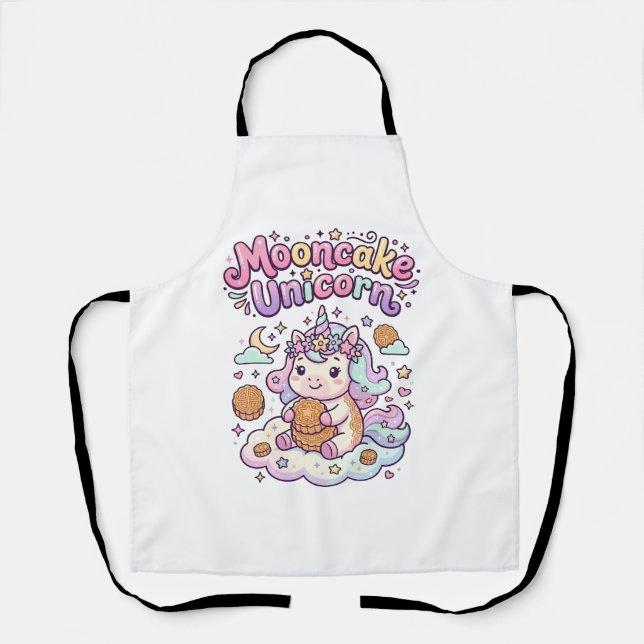 Unicorn Mooncake Unicorn Charming Apparel Graphic_ Apron (Front)